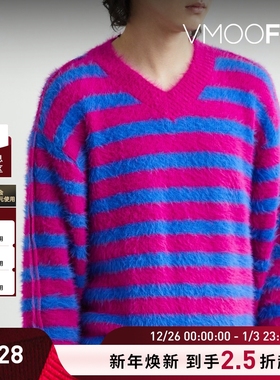 【折扣】Andersson Bell 秋冬男士撞色条纹品牌标志贴花针织毛衣