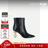 秋冬女金属高跟皮革黑色踝靴 Gaia 折扣 Cult