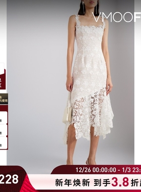 【折扣】Oscar de la Renta女士不对称饰贴花花呢中长连衣裙