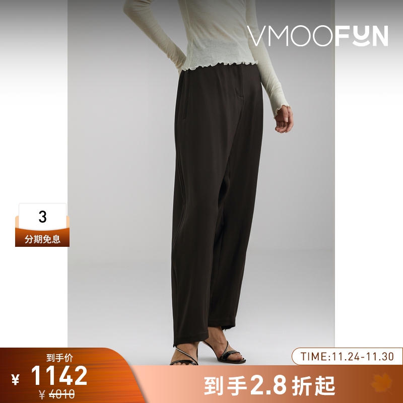 【折扣】Studio Nicholson 早春女混纺斜纹布阔腿裤