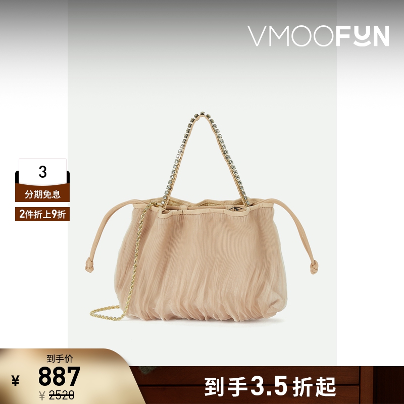 【折扣】Loeffler Randall女带缀饰欧根纱藕粉色手提包