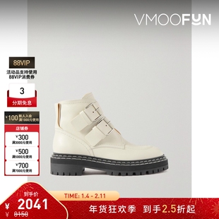 【折扣】Proenza Schouler/PS 女白色皮革踝靴