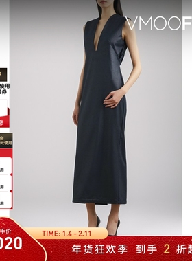 【折扣】Mame Kurogouchi 女黑色中长连衣裙小黑裙礼服裙