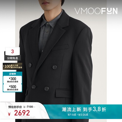 032c秋冬男士双排扣绵羊毛混纺西装外套
