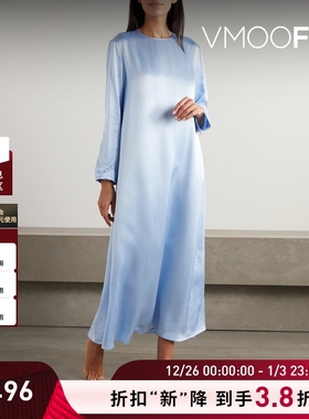 【折扣】SLEEPER女士羽毛边饰缎布中长连衣裙