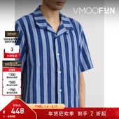 Howlin男古巴领条纹泡泡纱短袖 折扣 衬衫