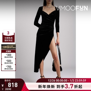 Kamali女士褶饰弹力天鹅绒中长连衣裙 Norma 折扣