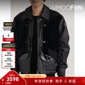 秋冬男拼接带填充物天鹅绒皮革夹克 Bell 折扣 Andersson