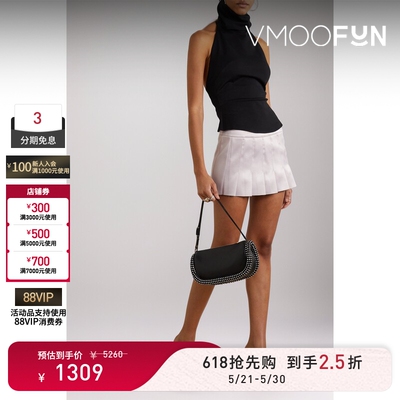 【618狂欢】16ARLINGTON 春夏女褶裥弹力缎布迷你半身裙