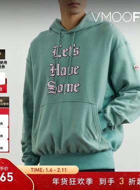 【折扣】ICECREAM 早春男薄荷绿印花棉质连帽卫衣