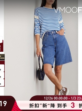 【折扣】ALEX MILL女秋冬蓝白条纹棉质毛衣