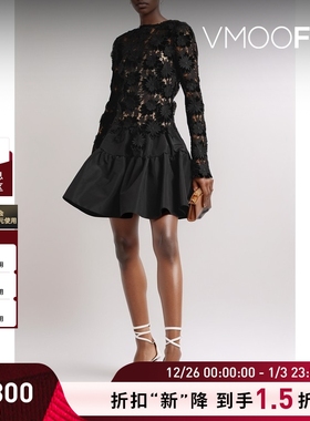 【折扣】OSCAR DE LA RENTA 露背分层式真丝罗缎迷你连衣裙