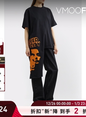 【折扣】Raf Simons 夏季女不对称印花棉质T恤