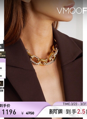 【礼物】Paco  Rabanne 春季女亮泽金色粗链设计项链