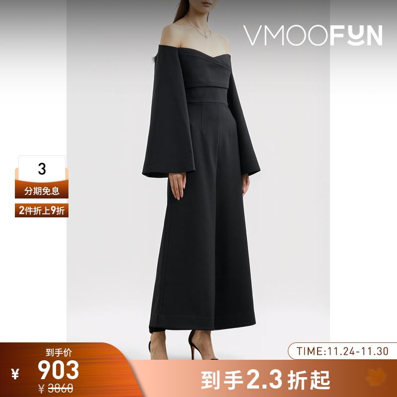 【折扣】Solace London 女一字露肩阔腿连体裤休闲裤