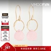 新年礼物 Melissa Joy Manning 女粉色14K金玫瑰石英耳环