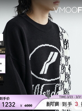 【季末折扣】we11done 男女同款秋冬宽松提花拼接绵毛衣