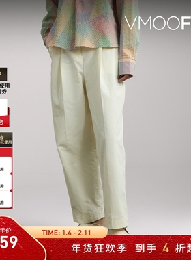 【折扣】YMC 夏季女褶裥棉质直筒裤休闲裤