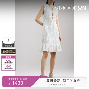 SANDY LIANG 春夏女正面系带棉质纯色连衣裙