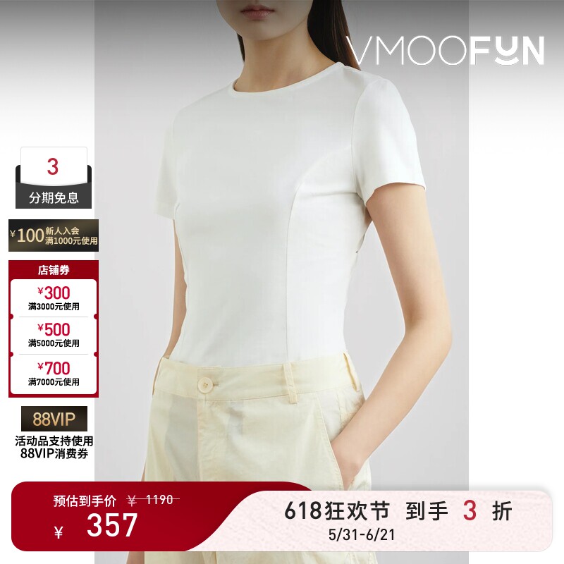 【618狂欢】gu_deres 春夏女背部挖剪拉链设计时尚棉质混纺T恤