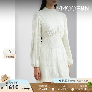 女士天鹅绒边饰露背亮片绉纱迷你连衣裙 折扣 Rixo