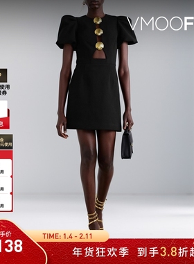 【折扣】Rebecca Vallance 女优雅黑色短裙带缀饰连衣裙