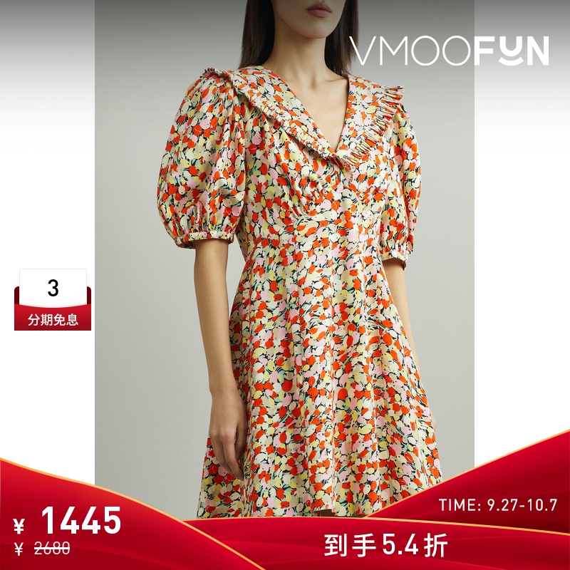 【折扣】RIXO女士花卉印花棉质巴里纱迷你连衣裙