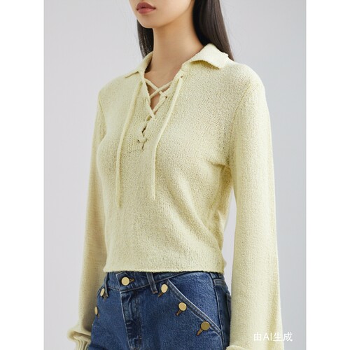 【夏季特惠】FILIPPA K 春夏女系带细节棉质混纺打底衫针织衫