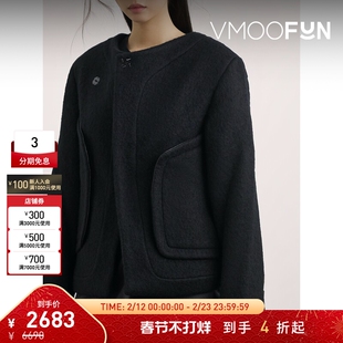 【折扣】Ader Error 秋冬女皮革边饰绵羊毛混纺外套