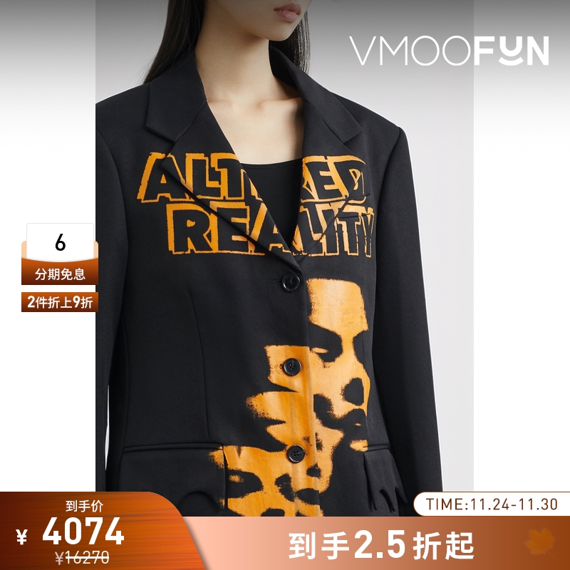 【折扣再降】Raf simons 女士印花粒纹面料西装外套