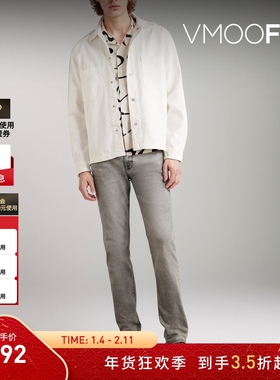 【折扣】FRAME 男士修身仿旧灰色牛仔裤