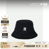 品牌标志贴花黑色棉质斜纹布渔夫帽 BALMAIN男士 礼物