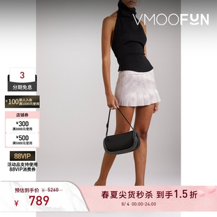 【秒杀】16ARLINGTON 春夏女褶裥弹力缎布迷你半身裙