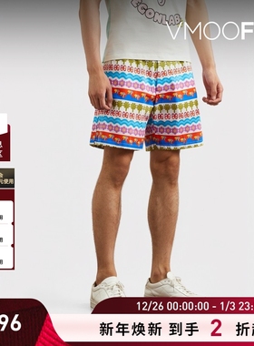 【折扣】EGONLAB 男直筒印花棉质短裤