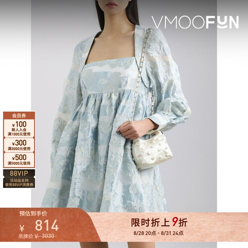 【限时折上9折】Stine Goya 春夏女度假露背提花泡泡裙长袖连衣裙