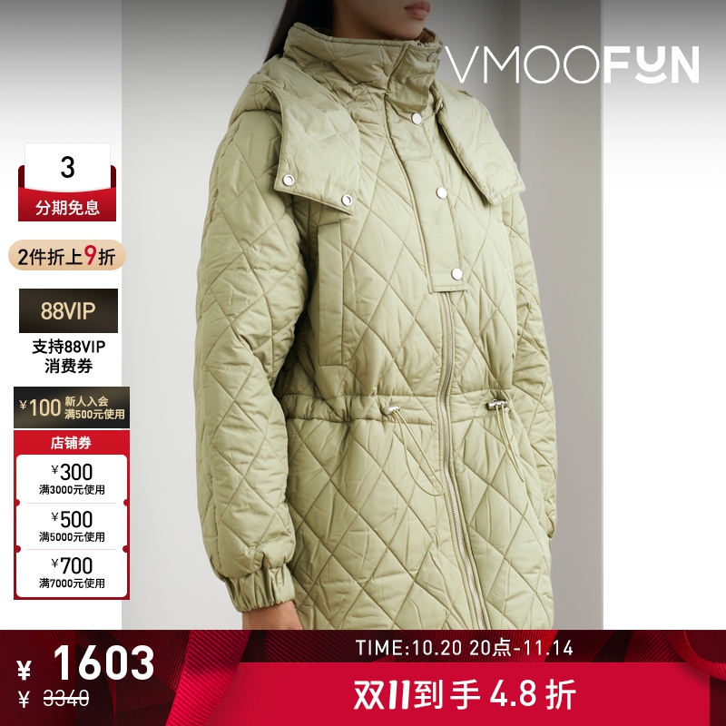 【折扣】BLOSSOM 秋冬女连帽绗缝软壳面料棉服外套