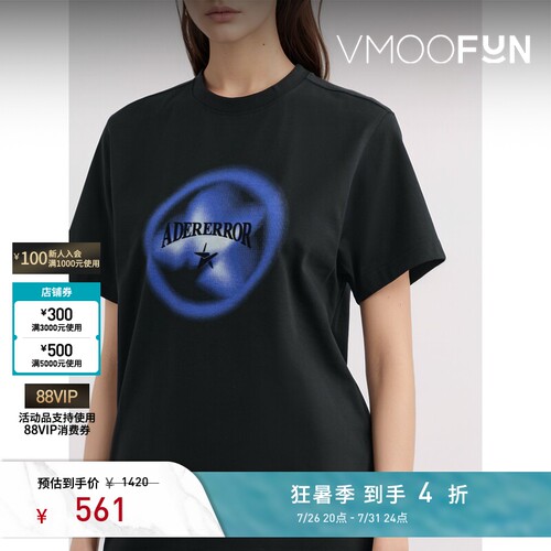 Ader Error 夏季女印花棉质混纺 打底衫T恤