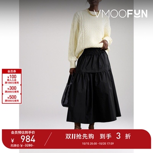 【D11抢先购】STAUD 女秋冬红色大廓形绞花针织毛衣