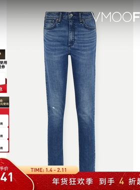 【折扣】[经典款]Rag＆Bone 女高腰紧身九分牛仔裤