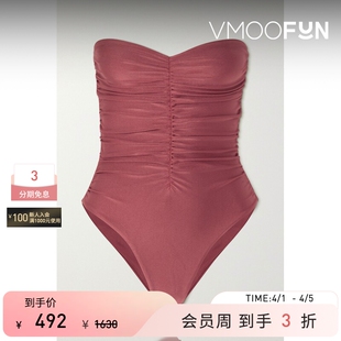 JADE 春夏女抹胸褶饰弹力塑形连体泳衣 SWIM