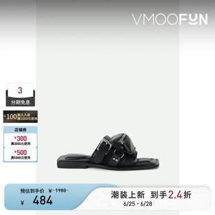 untitlab 春夏女带缀饰人造皮革拖鞋凉鞋