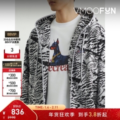 【折扣】ICECREAM 秋冬男士连帽刺绣印花棉质平纹布外套