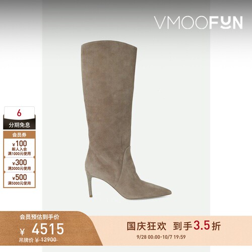 【早秋特惠】Rene Caovilla 秋冬女带缀饰绒面革过膝长靴