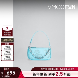 FAR 女士链条缀饰蓝色皮革单肩包 新年礼物