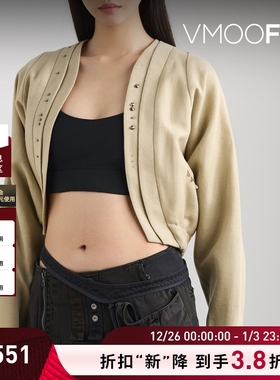 【折扣】Hyein Seo 秋冬女带缀饰绵羊毛亚麻混纺短款外套