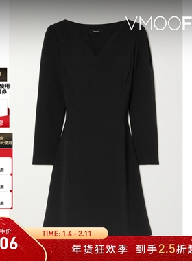 【折扣】THEORY女士卡迪面料迷你黑色中裙连衣裙