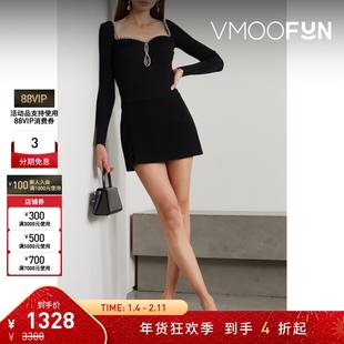 【折扣】Self-Portrait 女士秋冬水晶缀饰挖剪罗纹针织上衣