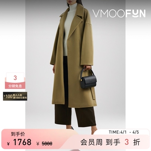 末折扣 BLOSSOM 秋冬女配腰带绵羊毛羊绒毛呢外套风衣 季