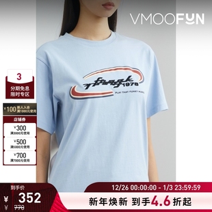 女蓝色刺绣印花棉质平纹布打底衫 夏季 YCH T恤 折扣