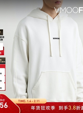 【折扣】BONSAI男士宽松印花棉质平纹布帽衫